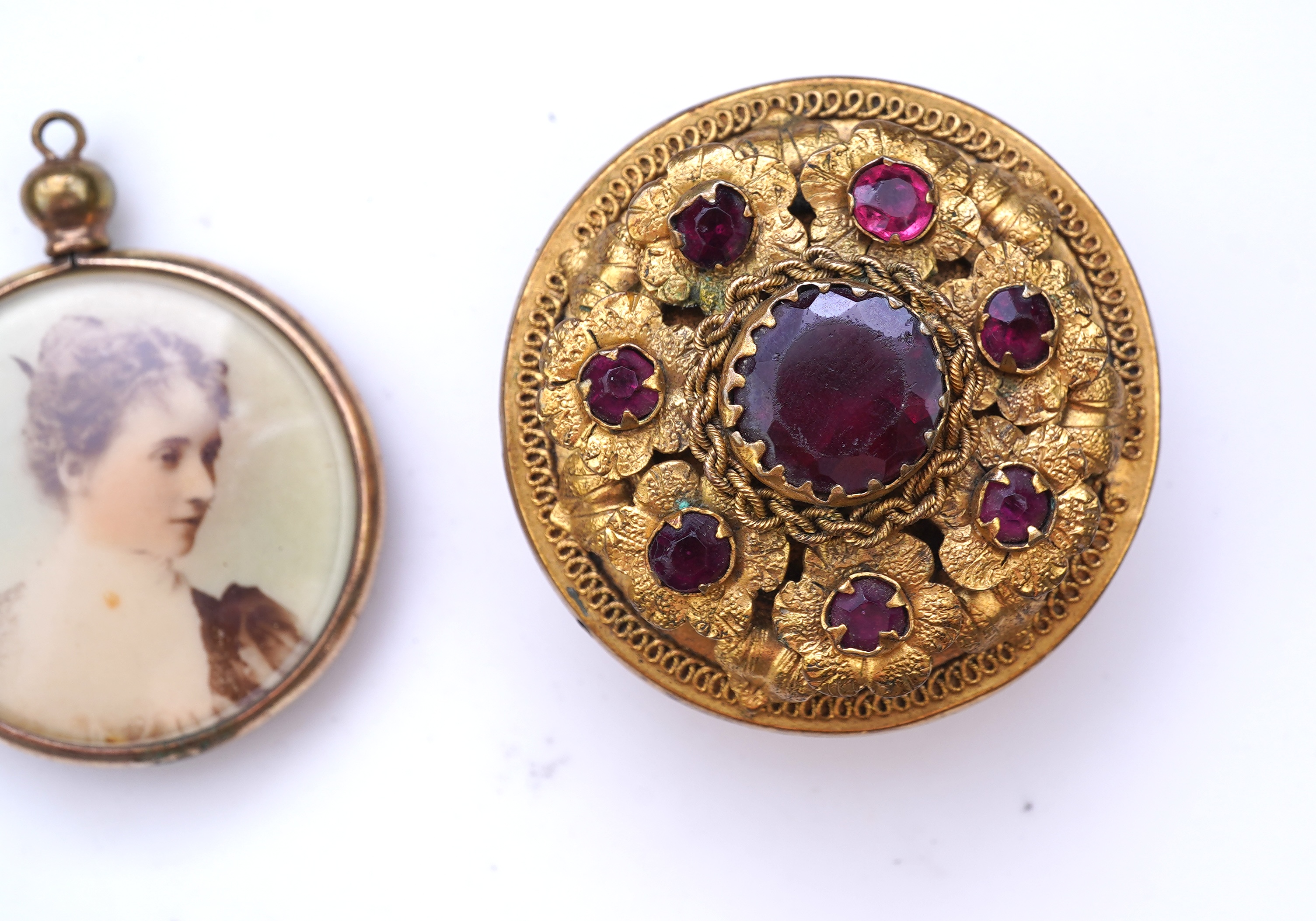 A group of antique gilt metal jewellery, 19th century